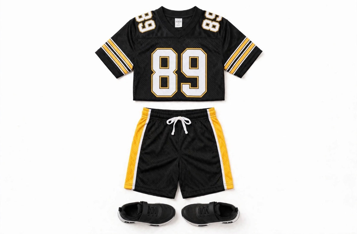 SouzeBoutique Varsity 89 Football Jersey Set - Black & Yellow