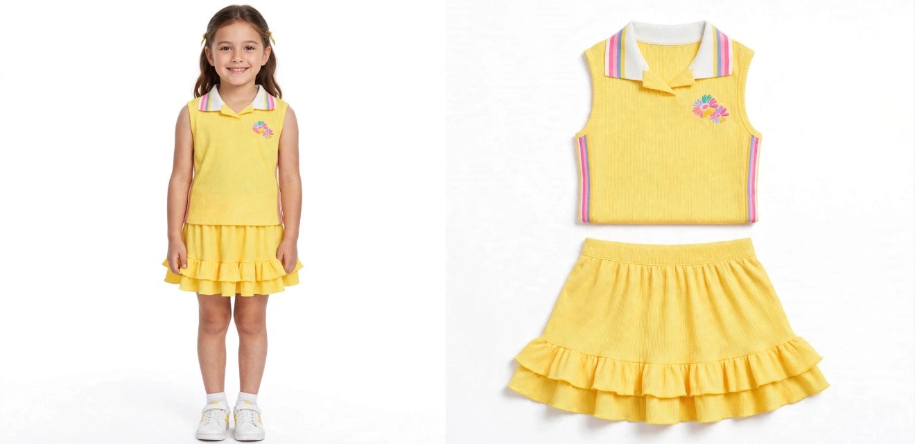 SouzeBoutique Sunshine Daisy Polo Set - Yellow