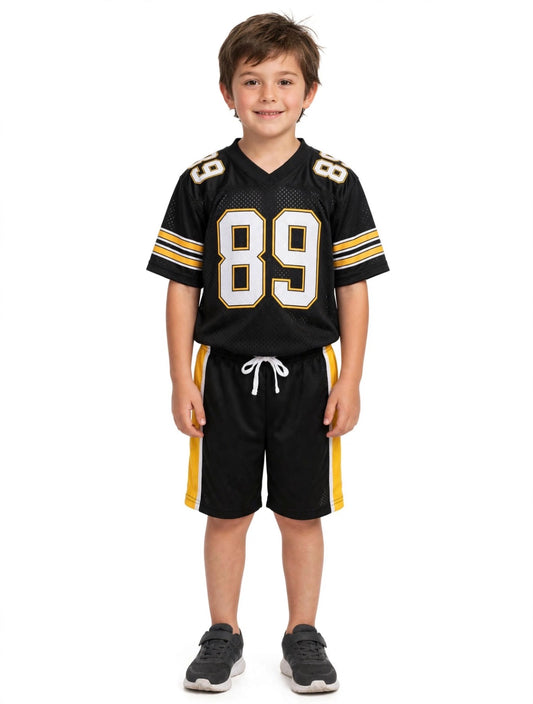 SouzeBoutique Varsity 89 Football Jersey Set - Black & Yellow