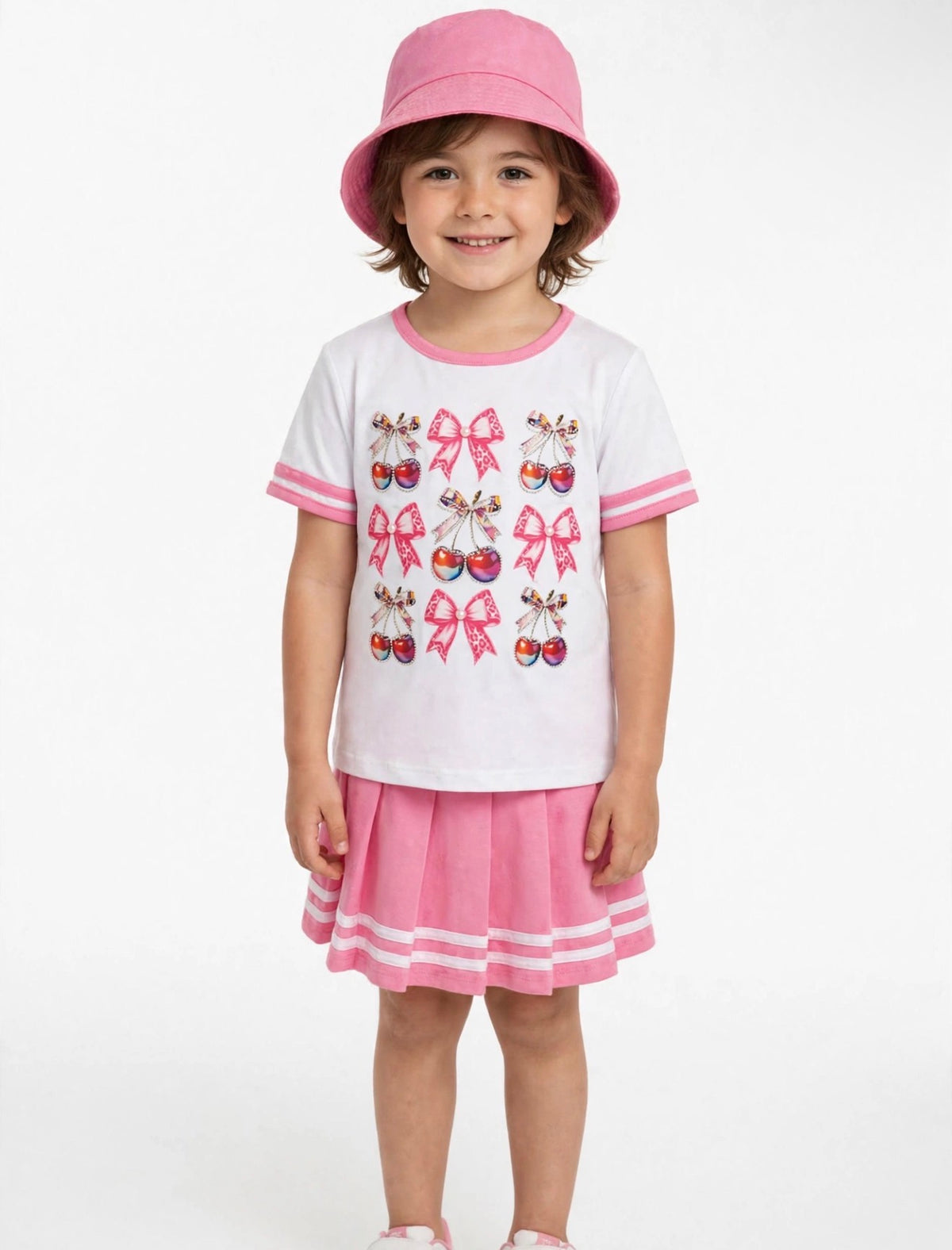 SouzeBoutique Glam Cherry Bow Tee &  Skirt Set