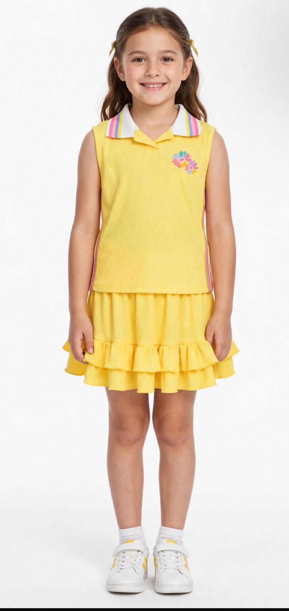 SouzeBoutique Sunshine Daisy Polo Set - Yellow