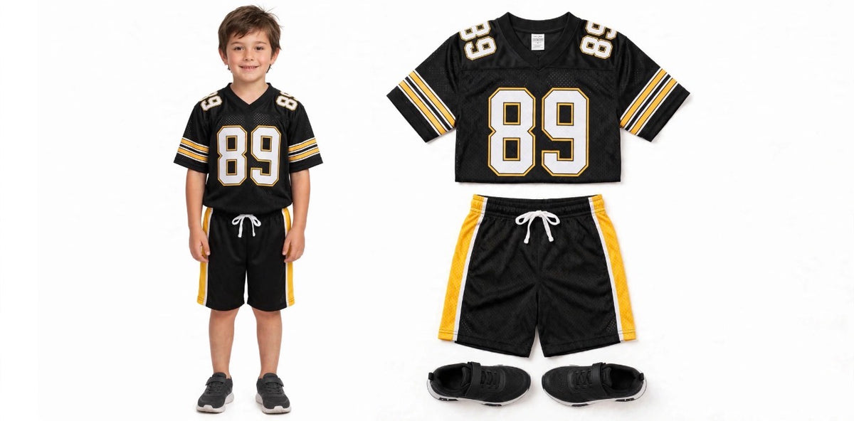 SouzeBoutique Varsity 89 Football Jersey Set - Black & Yellow